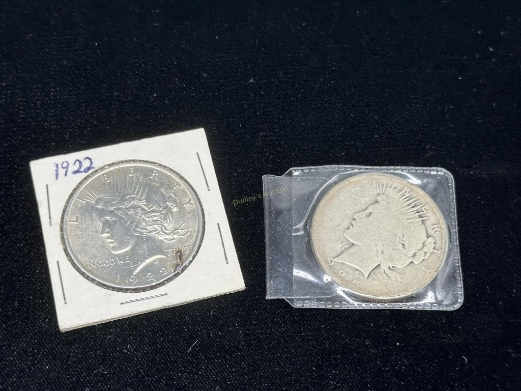 Two US Peace $1 Coins: 1922 &1925