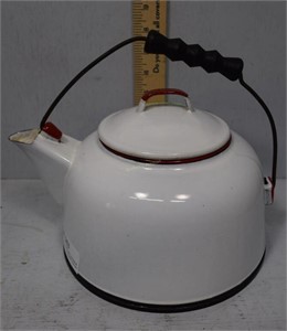 Red And White Enamel Ware Teapot