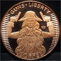 1oz Copper Bullion Firearm Open Carry Round BU