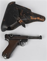 P-08 LUGER, MAUSER byf, 1942, W/ HOLSTER & MAG