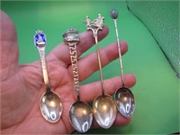 4 Spoons (2 left= sterling 2 right Signed Silver)