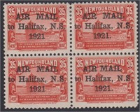 Newfoundland EFO Stamps #C3 & C3b Block (2 of each