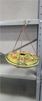 Butterfly themed glazed stoneware hanging feeder