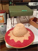 garden hat, green footstool