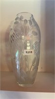 Tall etched vase