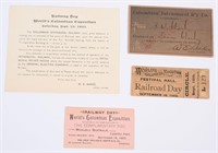 1893 World's Fair 4 RAILWAY DAY TICKET & PASSES