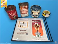 (4) Vintage Tins + Breyer's Ice Cream Adv.