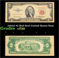 1953A $2 Red Seal United States Note Grades vf++