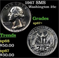 1967 SMS Washington Quarter 25c Grades sp67+