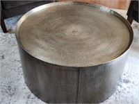 Modern Steel Stippled Drum Table