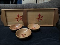 Vintage 1958 Wooden Trays and Bowls