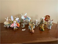 Rabbits Paper Mache Trinket Boxes Homco+