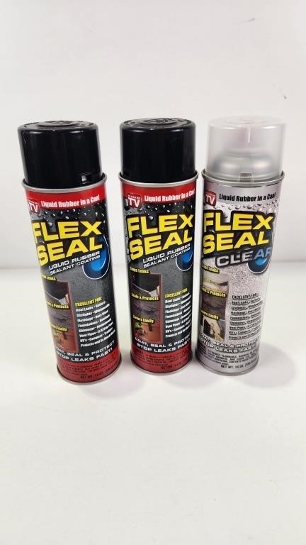 (3) Cans of Flex Seal (2 Black 1 Clear)
