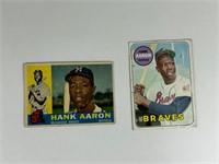 Two 1960’s Hank Aaron cards poor condition
