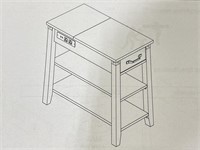 3 tier gray end table with charging station