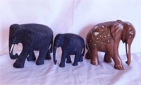 Artisan carved African elephant statues & console