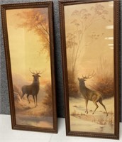 Pair of 19th C Victorian Stag Chromolith Prints