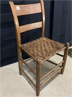 ANTIQUE RUSH SEATED CHAIR 17" W X 30" H X 14"D