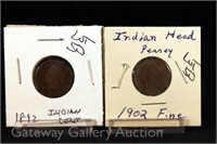 (4) Indian Cents-