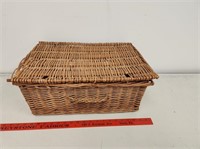 Wicker Basket with Hinged Lid- minor damage on