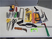 Key hole saws, box cutters, scissors, hack saw and