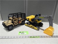 Safari truck and excavator; both are plastic