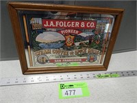 Mirrored framed Folger's Coffee sign