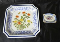 (2) Floral Dishes ~ Square & Rectangle Shaped