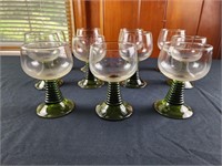 Vintage Green Grand Roemer Glasses lot of 11