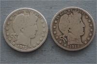 1912-D and 1912-S Barber Silver Half Dollar