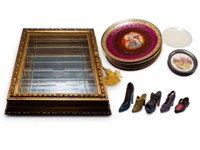 Lot: Mirrored Wall Cabinet, Carlsbad Plates, etc.