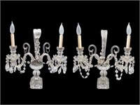 Pair of Venetian Glass? Candelabra w/ Prisms.