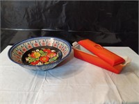 Large Serving Bowl and Cast Iron Baking Pan