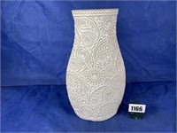 Ivory Ceramic Vase w/Paisley Design, 15.25x9"w