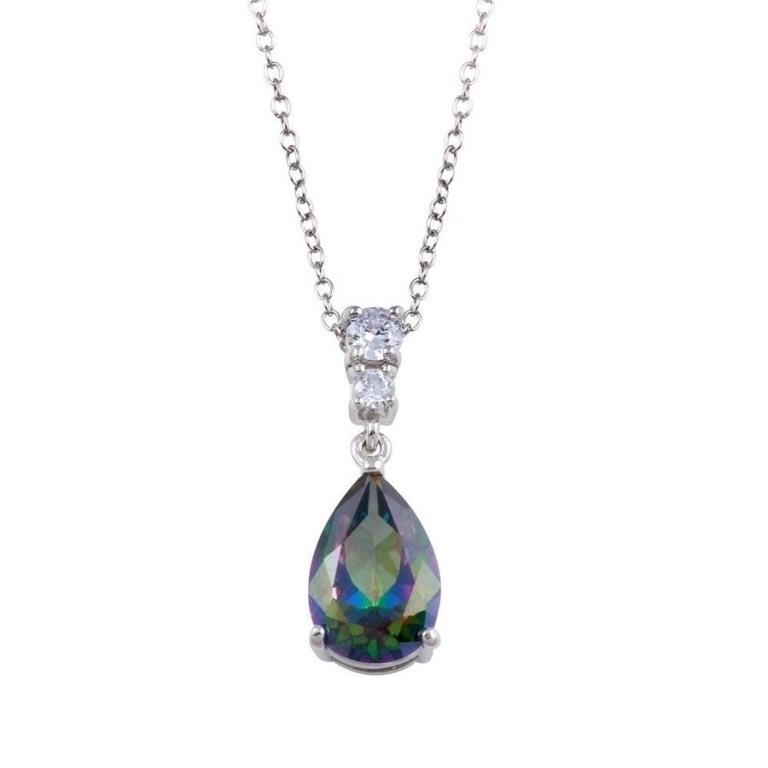 Sterling Silver Created Mystic Topaz Necklace