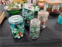 4 Jars of old marbles