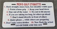 Men's Golf Etiquette Metal Sign