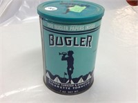 Tin Bugler Cigarette Tobacco with lid, 5 in
