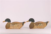 Lot of 2 Metal Folding Mallard Drake Decoys From