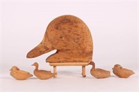 Lot with Large Carved Oversized Mallard Head and