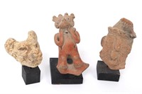 Three Hand Molded Pre-Columbian Maya Pottery Piece