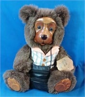 "Raikes" teddy bear with wooden face & feet
