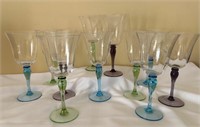 Handmade Colored Stem Wine Glasses