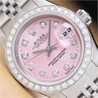 Rolex Ladies Datejust Pink Dial Diamond Watch