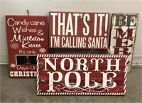 Wooden Christmas Signs, Lot of 4