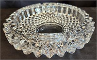 Vintage 8" Cut Glass Crystal Chunky Ashtray