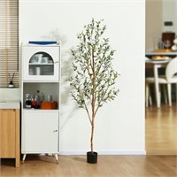 TE6020 2 Pack 6 ft Artificial Olive Plants w/ Pot