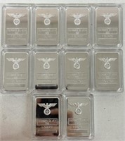 (10) 1oz SILVER GERMAN BARS