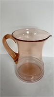 Pink depression glass pitcher 8in