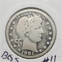 1901 BARBER QUARTER VF